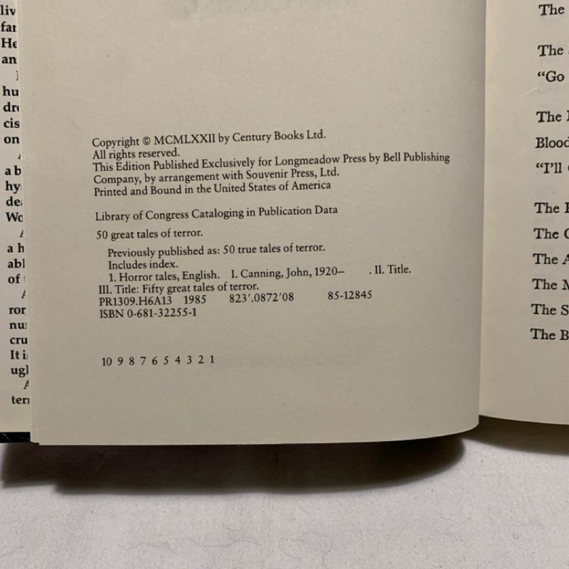 50 Great Tales of Terror (1st ed./1st printing)
