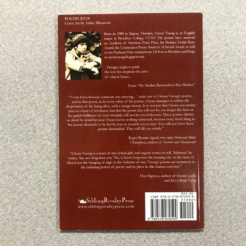 Burnings - Ocean Vuong / 1st ed INSCRIBED Sibling Rivalry Press 2010 RARE 