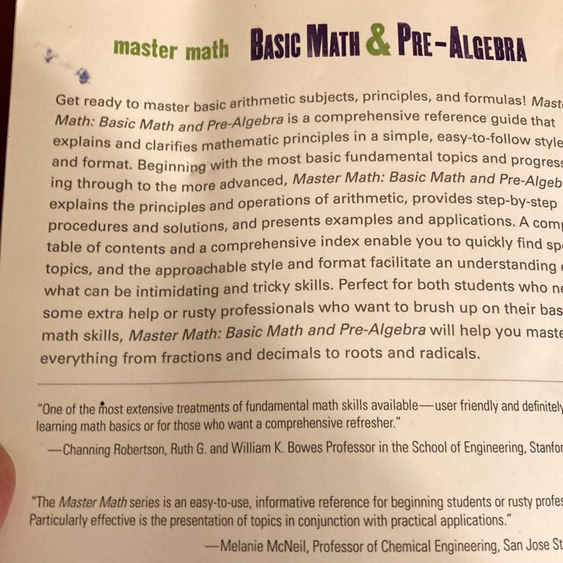 Master Math: Basic Math and Pre-Algebra