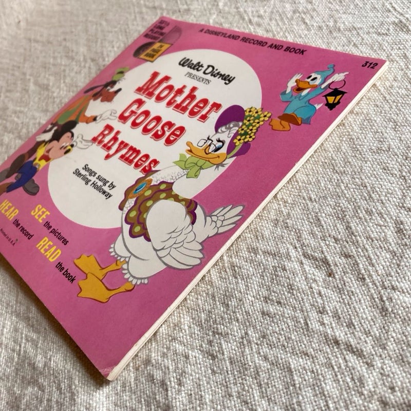 Vintage Walt Disney Presents Mother Goose Rhymes Disneyland Record & Book 312