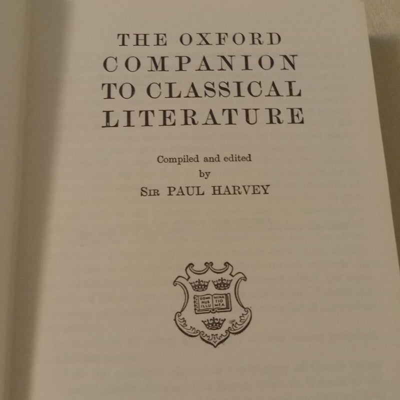 The Oxford Companion To Classical Literature