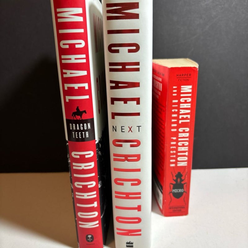 Michael Crichton Book Lot. 2 HC 1st Edition Excellent w/DJ, One Paperback Good