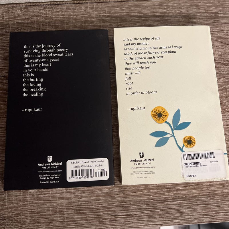 Rupi Kaur bundle: Milk and Honey + The Sun and Her Flowers
