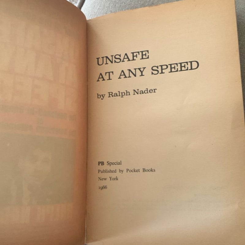 UNSAFE AT ANY SPEED: Vintage Pocket Books Paperback!