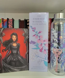 Fairyloot The Darkness Within Us Glass Water Bottle and The Shadows Between Us Double Sided Print