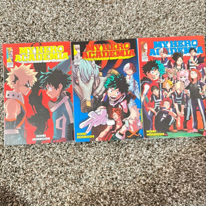 My Hero Academia, Vol. 2, Vol. 3, and Vol.4