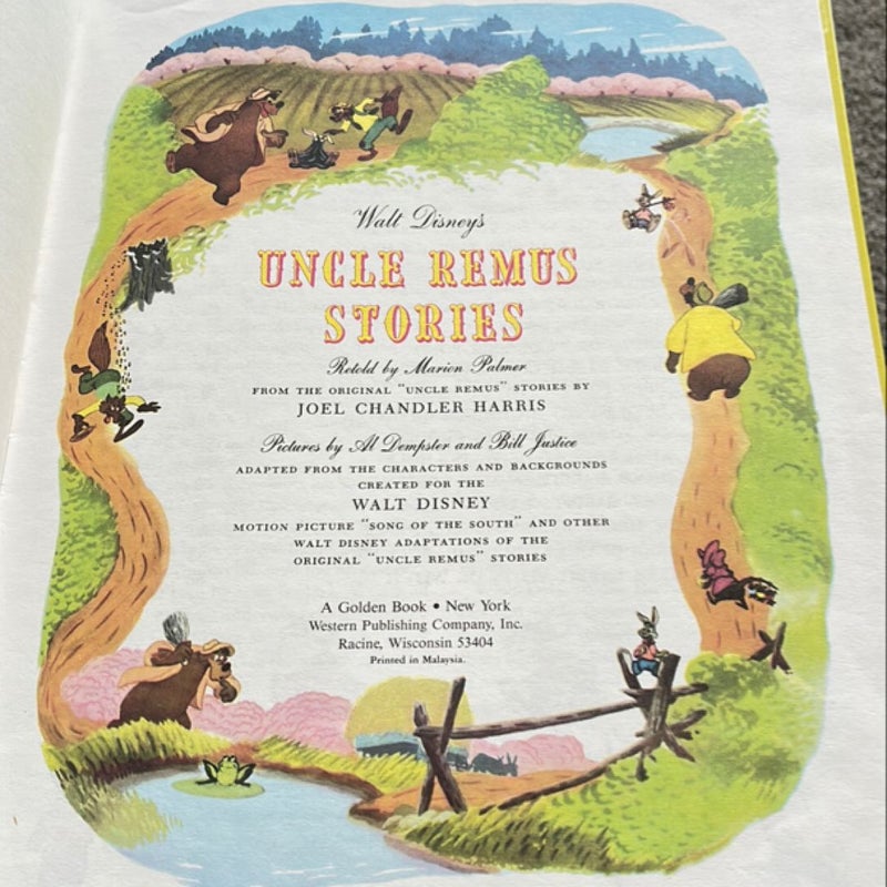 Walt Disney’s Uncle Remus Stories Vintage Large Hardcover Picture Book