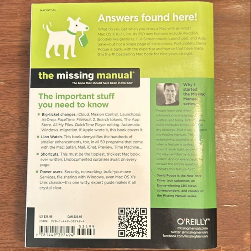 Mac OS X Lion: the Missing Manual