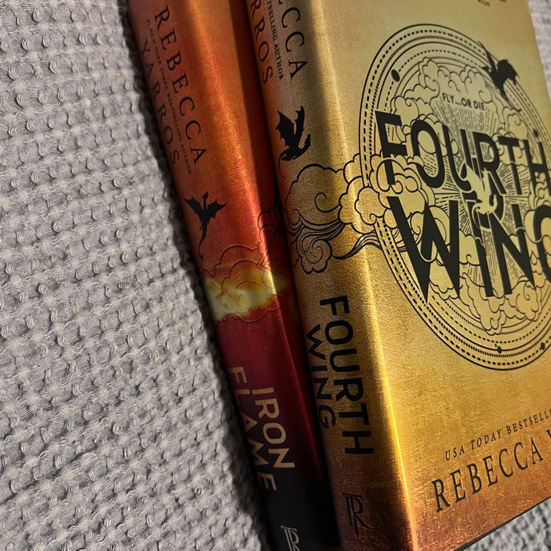 First print of Fourth Wing and Iron Flame - with stenciled edges on FW by  Rebecca Yarros, Hardcover