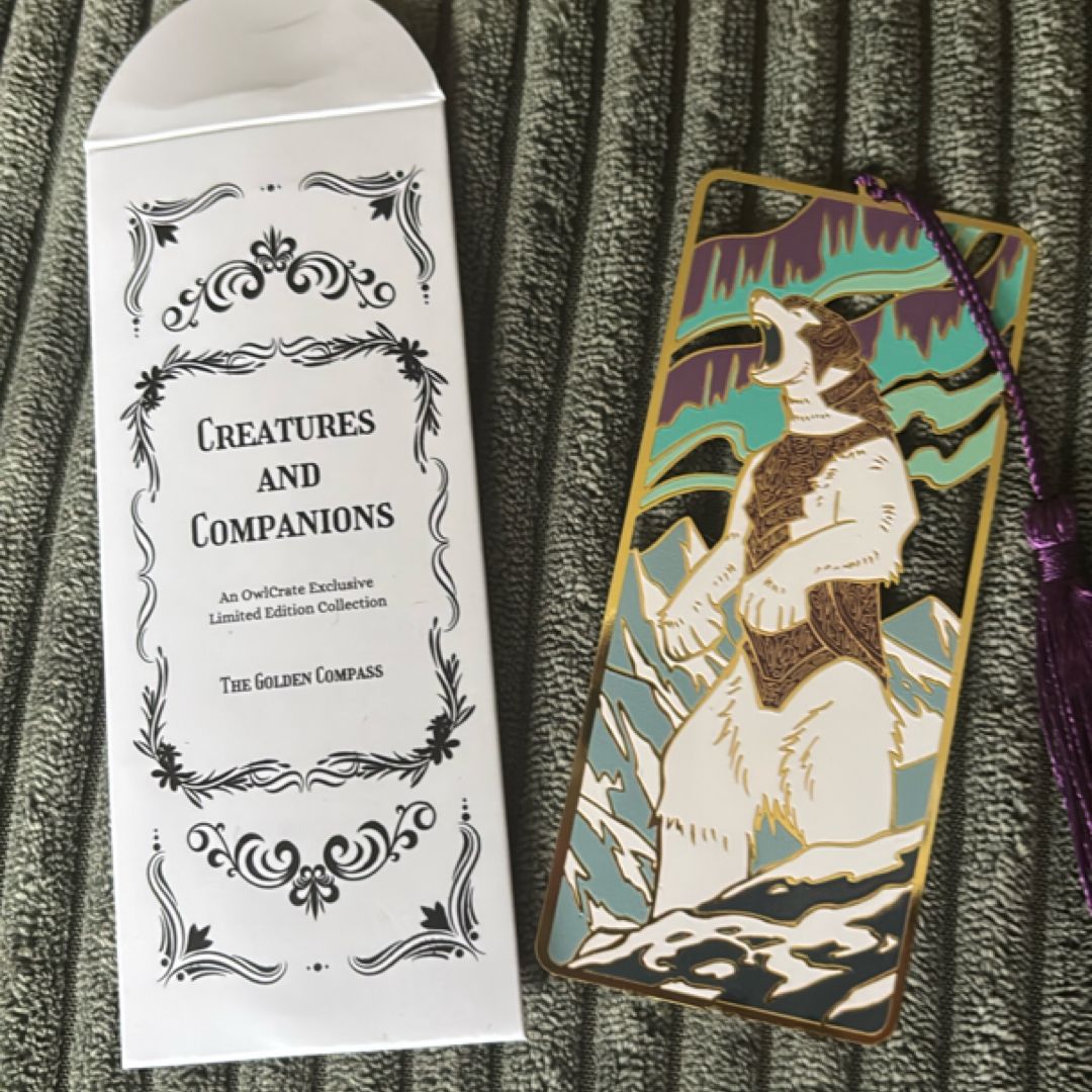 OwlCrate Golden Compass metal bookmark