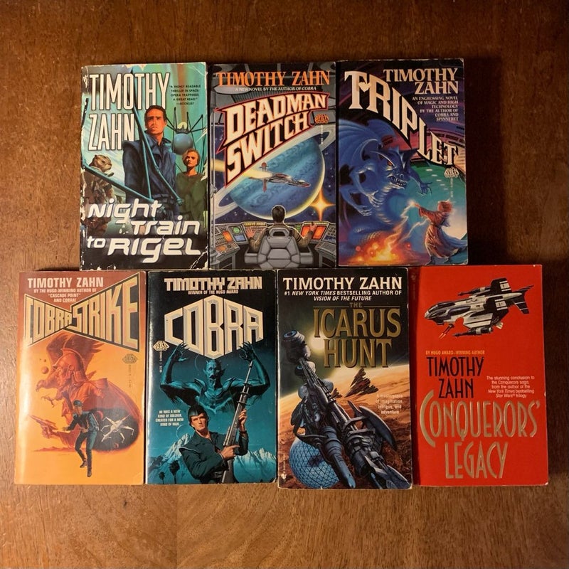 Timothy Zahn 7 Book Collection: Conquerors’ Legacy, The Icarus Hunt, Cobra, Cobra Strike, Triplet, Deadman Switch, Night Train to Rigel