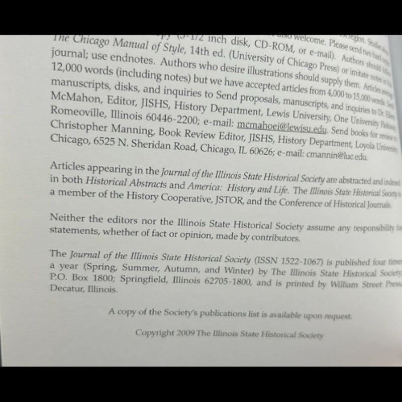 Journal Illinois State Historical Society Vol 101 No 3-4, Lincoln Bicentennial