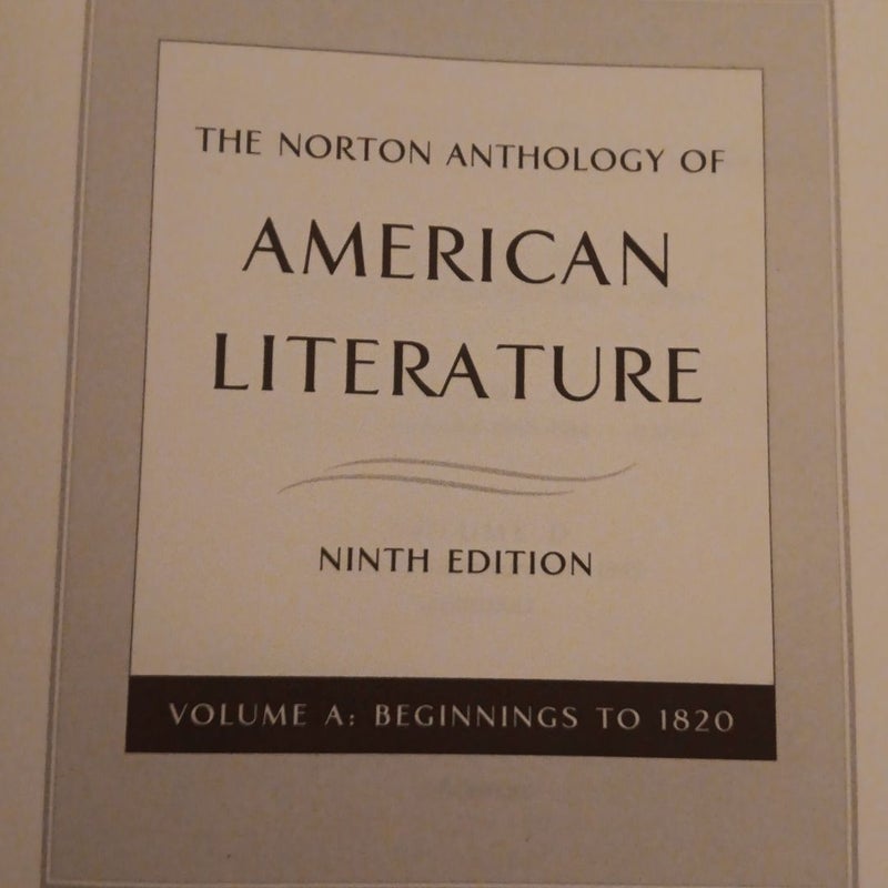 Norton Anthology American Literature Ninth Edition  