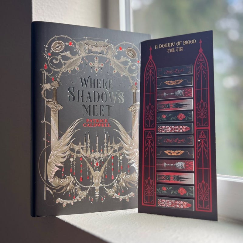 Where Shadows Meet (fairyloot) and A Dowry of Blood book tabs