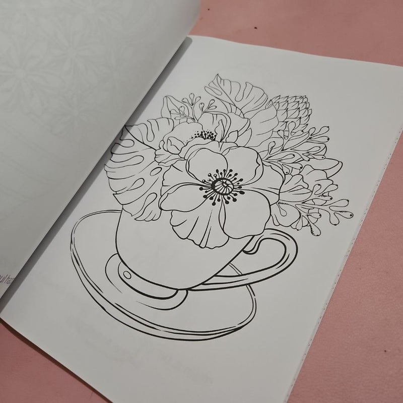 Adult Coloring Book Relaxing Flowers