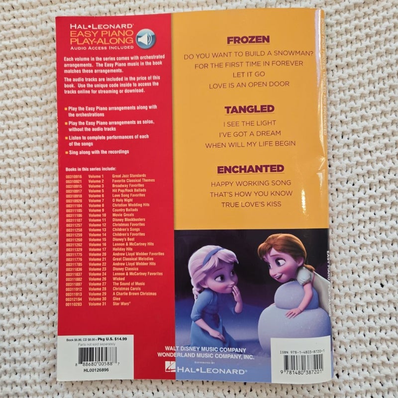 Songs from Frozen, Tangled and Enchanted: Easy Piano Play-Along Volume 32 (Bk/Online Audio)