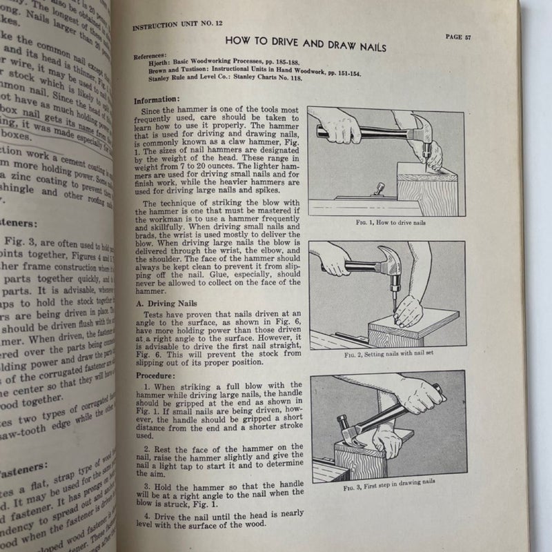 Instruction and Information Units for Hand Woodworking