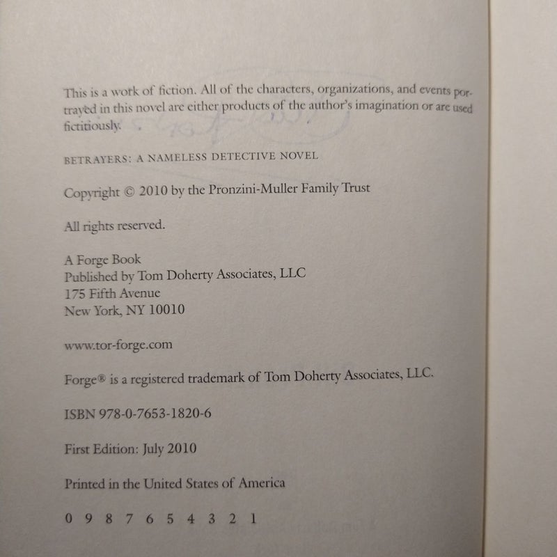 Betrayers, Signed 1st Ed