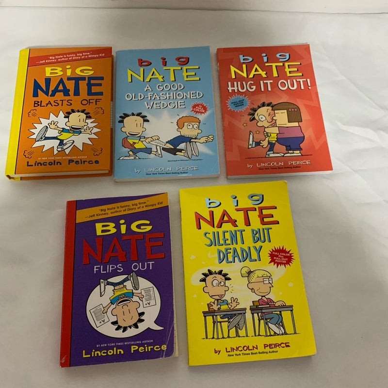 BIG NATE Lot Of 5 CHILDREN'S Comics SOFT COVER BOOKS, One It’s Hard Cover Big Nate: Silent but Deadly