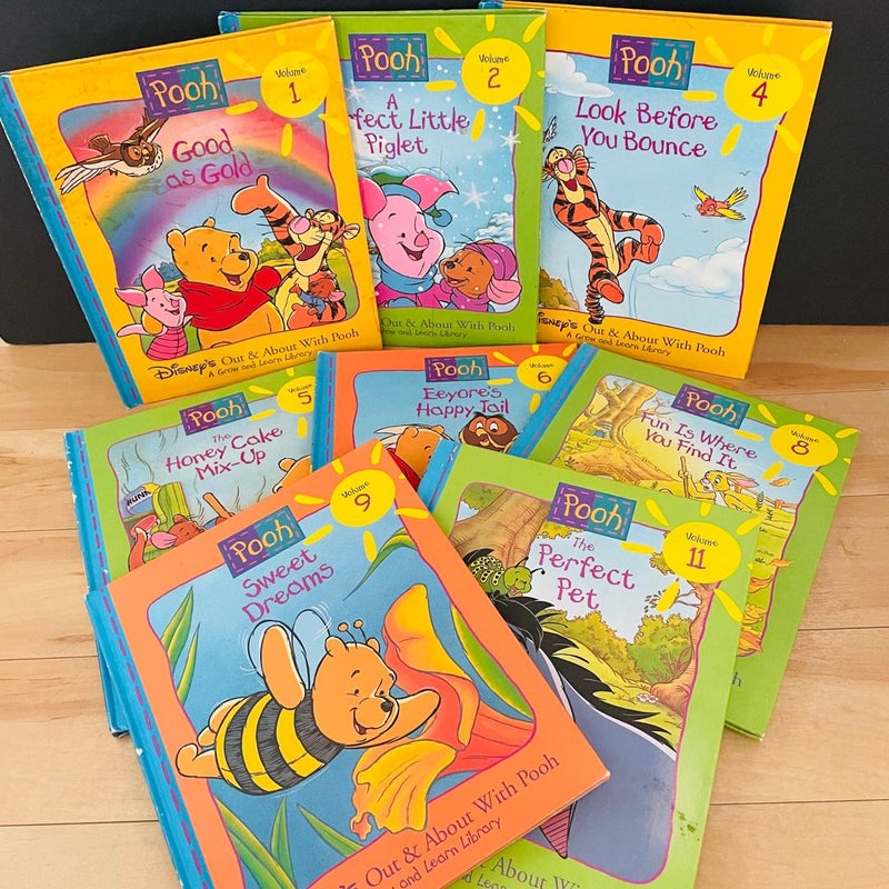 Disney’s Out & About Wolith Pooh, A Grow & Learn Library Bundle-Lot of 8; Volumes 1,2,4,5,6,8,9,11