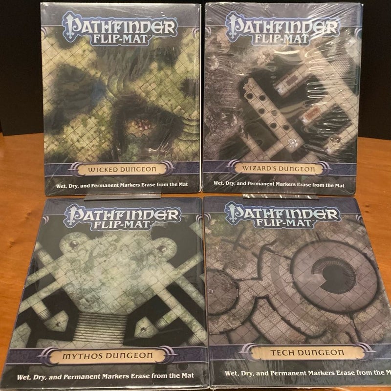 Pathfinder Flip-Mat Lot: Wicked, Wizard's, Mythos, Tech Dungeon, NEW in wrap