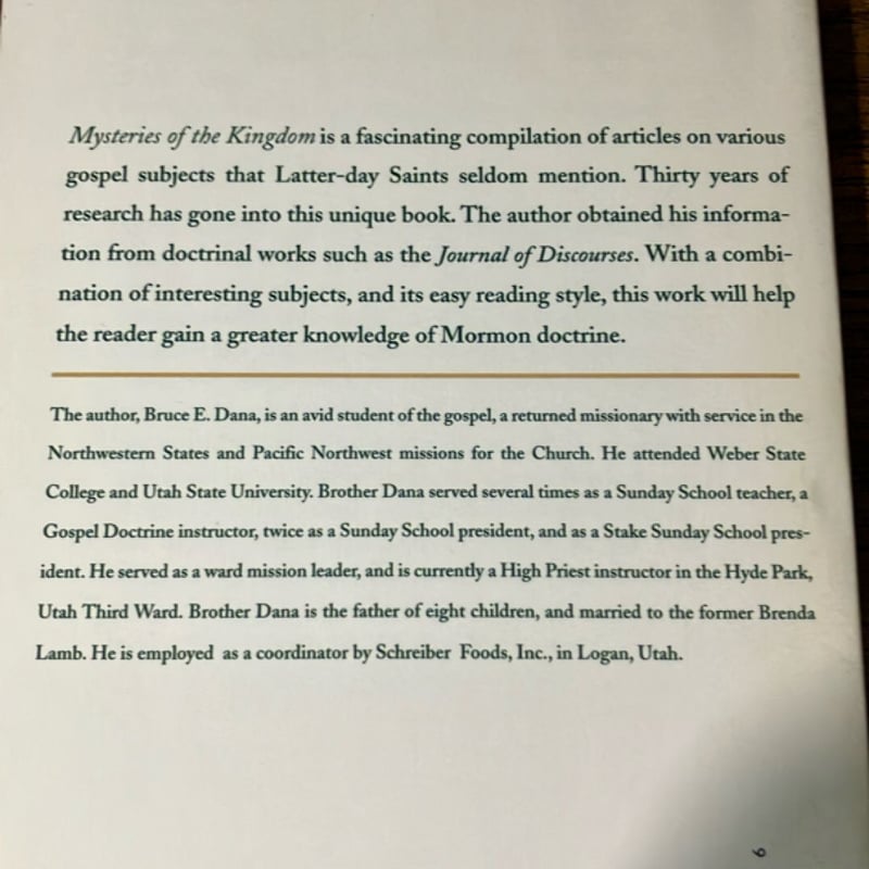 Mysteries of the Kingdom by Bruce E. Dana