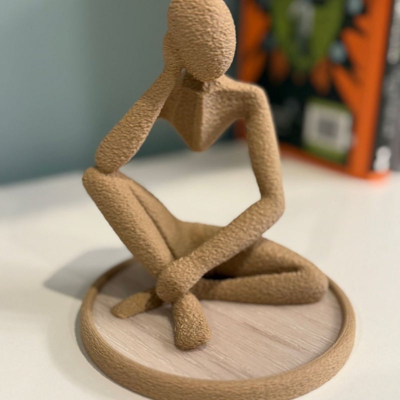 NObody – A Quiet Shelfie for Bookish Souls | Minimalist Figurine in Rough Texture with Vinyl Wood Accent Base