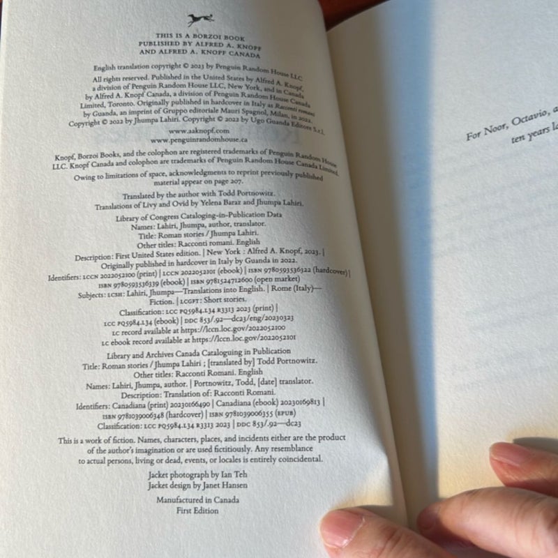 Roman Stories (Signed First Edition)