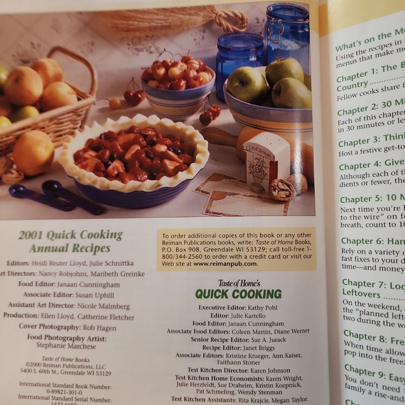 2001 Quick Cooking Annual Recipes