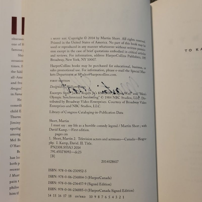 I Must Say (Autographed) (First Edition)