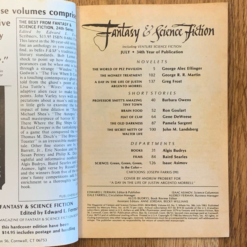 The Magazine of Fantasy & Science Fiction June and July 1983