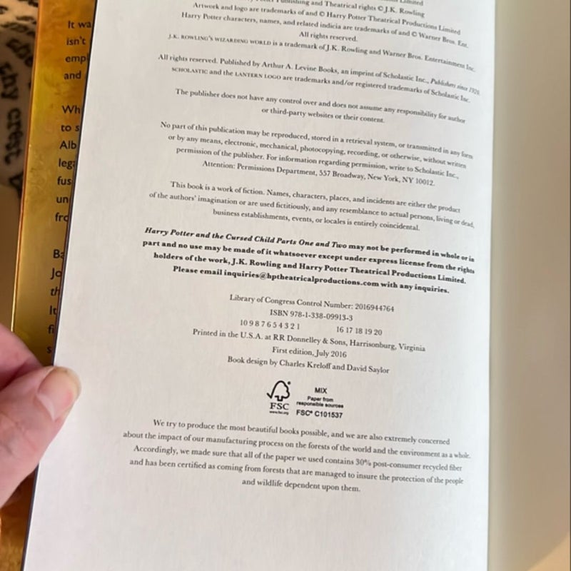 Harry Potter and the Cursed Child Parts One and Two (Special Rehearsal Edition Script)