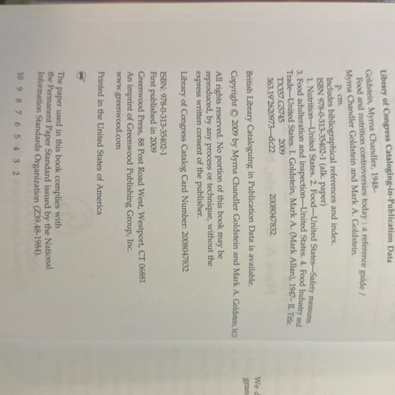 Food and Nutrition Controversies Today