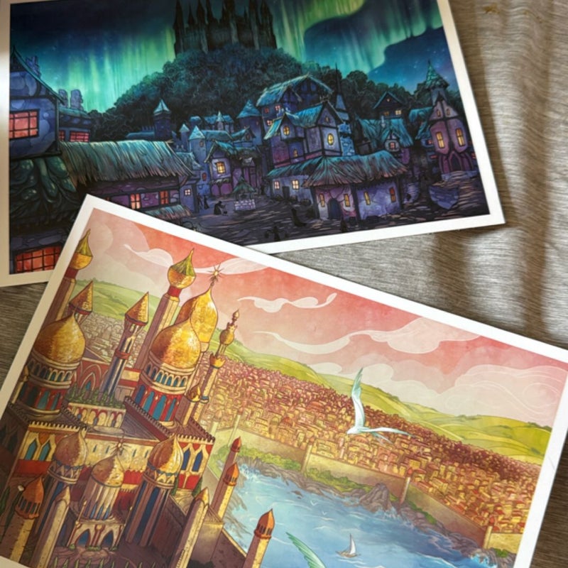Velaris Puzzle, Trial of the Sun Queen postcards, Faebound window clings