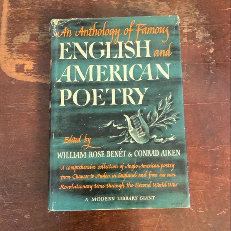 THE ANTHOLOGY OF FAMOUS ENGLISH & AMERICAN POETRY- Modern Library Giant HC!