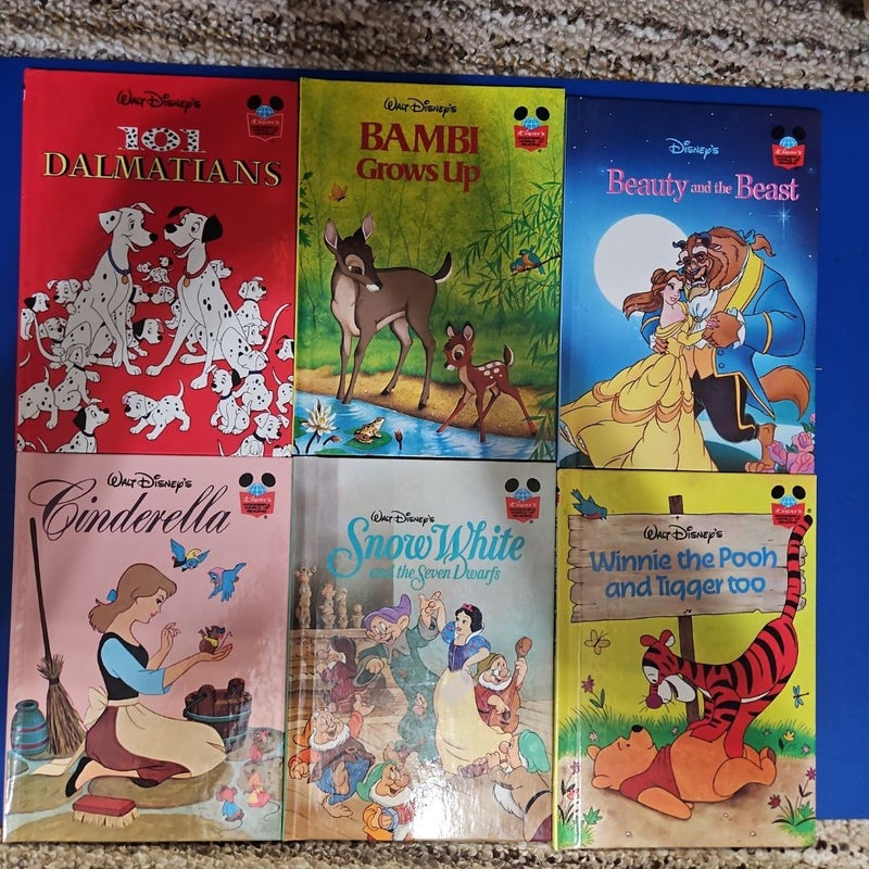 Set of 6 Walt Disney Grolier Book Club Storybooks