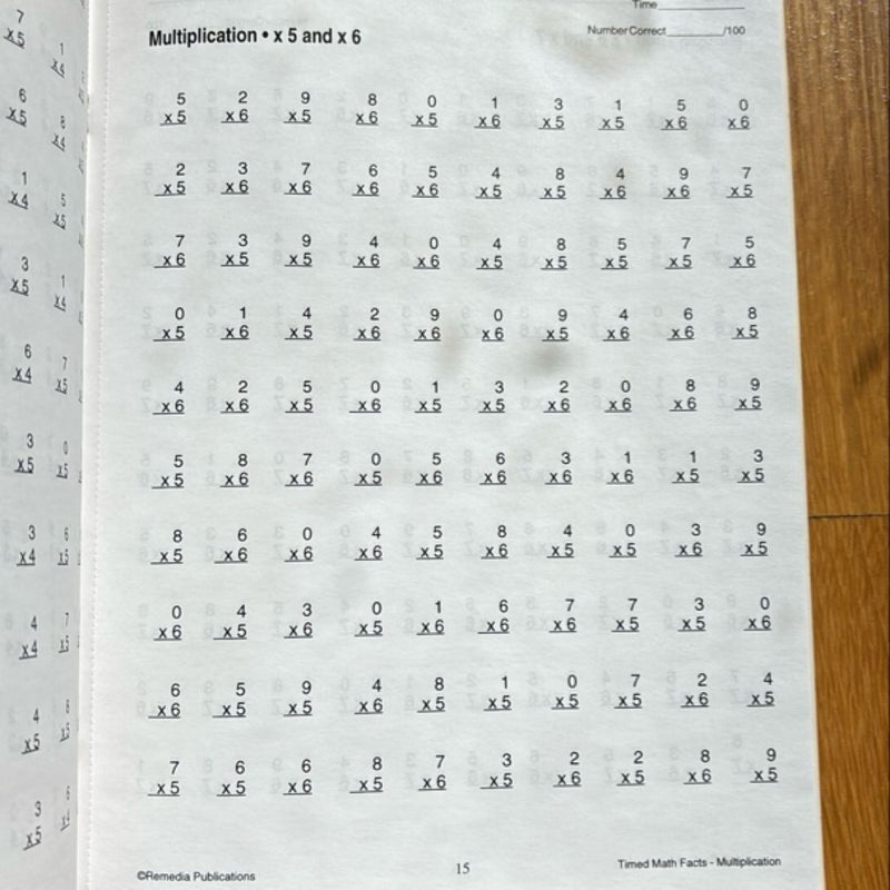 Timed Math Drills Multiplication 