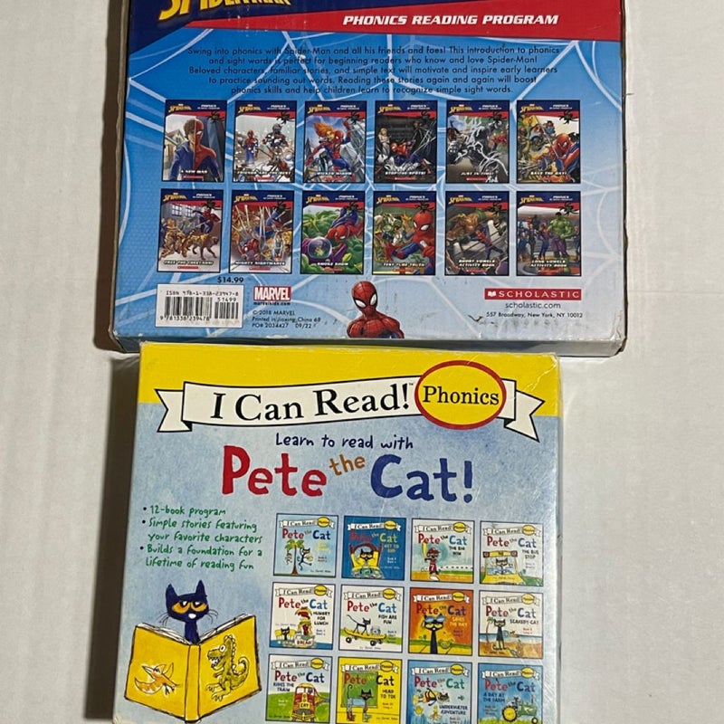 Pete the Cat and Spider-man Phonics Books for Kids 24 books in total