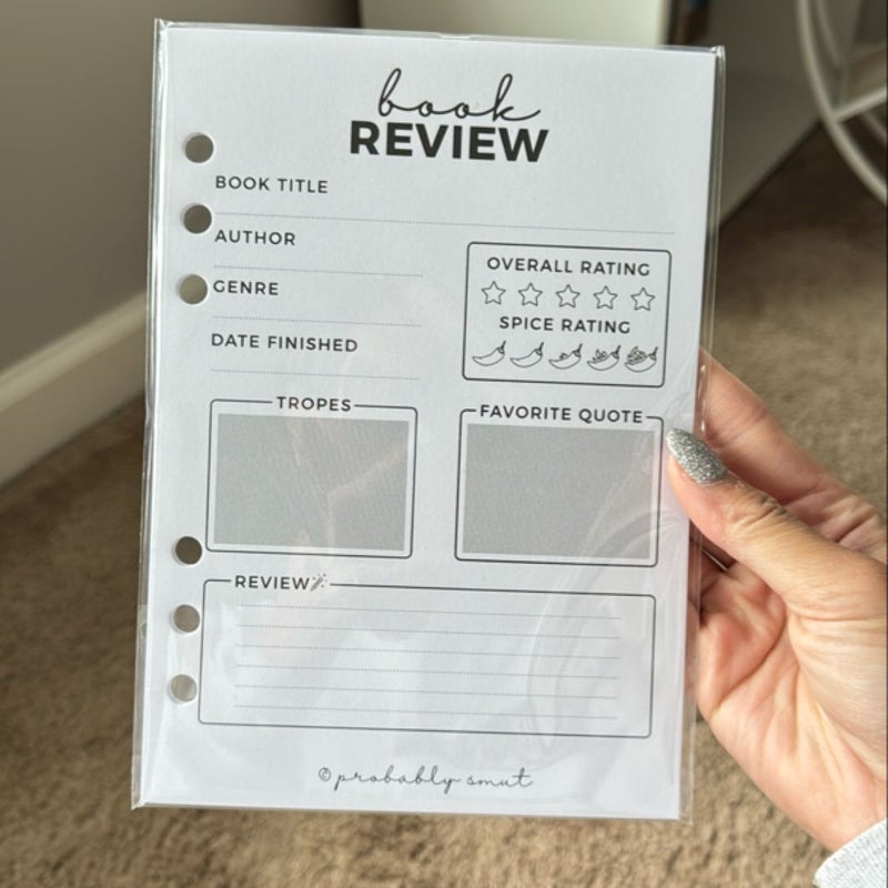 Probably Smut Book Review Sheets