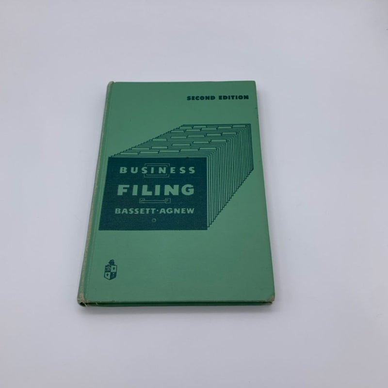 Business Filing by Bassett and Agnew 1955 2nd Edition Hardcover Book Vintage USA