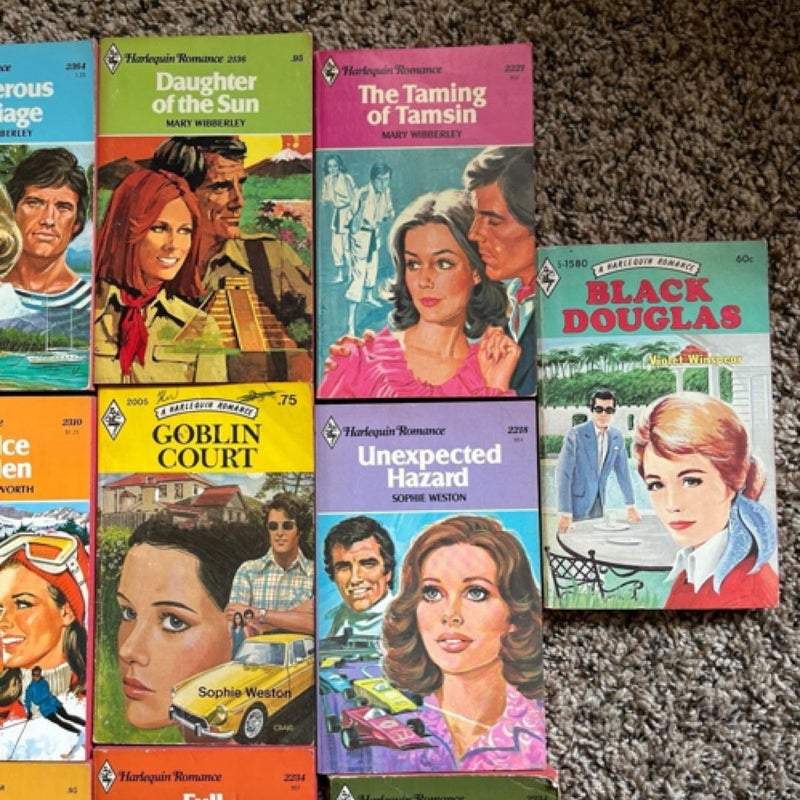 21 vintage harlequin romance books from the 1960’s- 1989’s