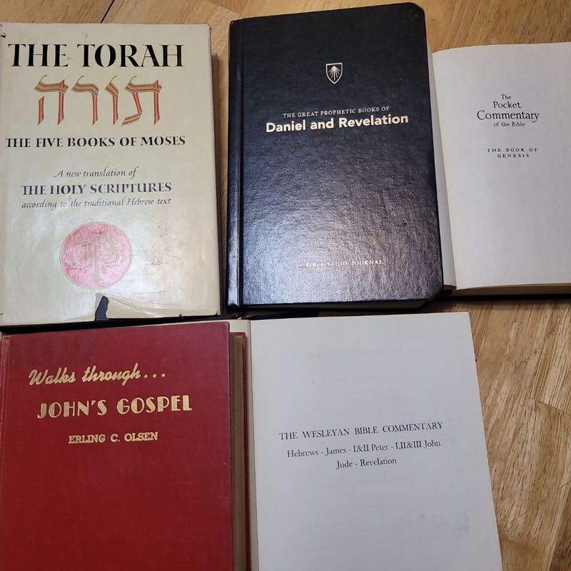 5 Religious commentary type books. Blowout clearance 