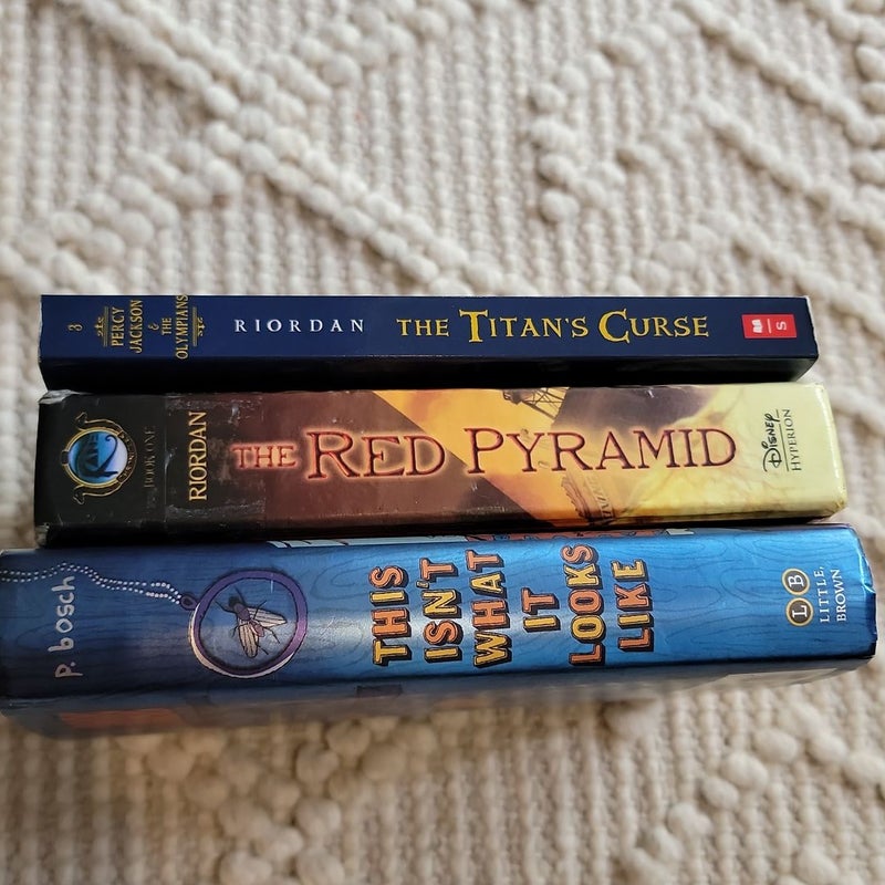 Middle school 3-book bundle: Titan's Curse, Red Pyramid, This Isn't What It Looks Like
