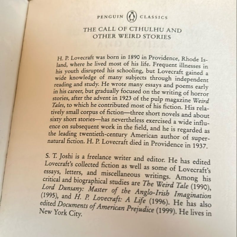 The Call of Cthulhu and Other Weird Stories