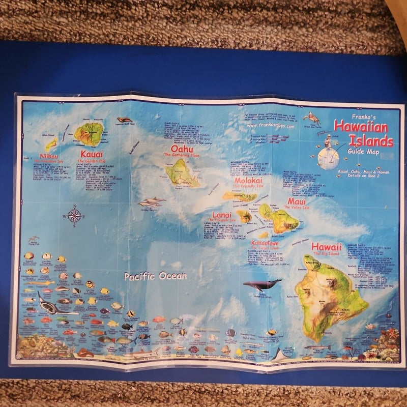 Franko's HAWAIIAN ISLANDS Laminated Wall Guide Map