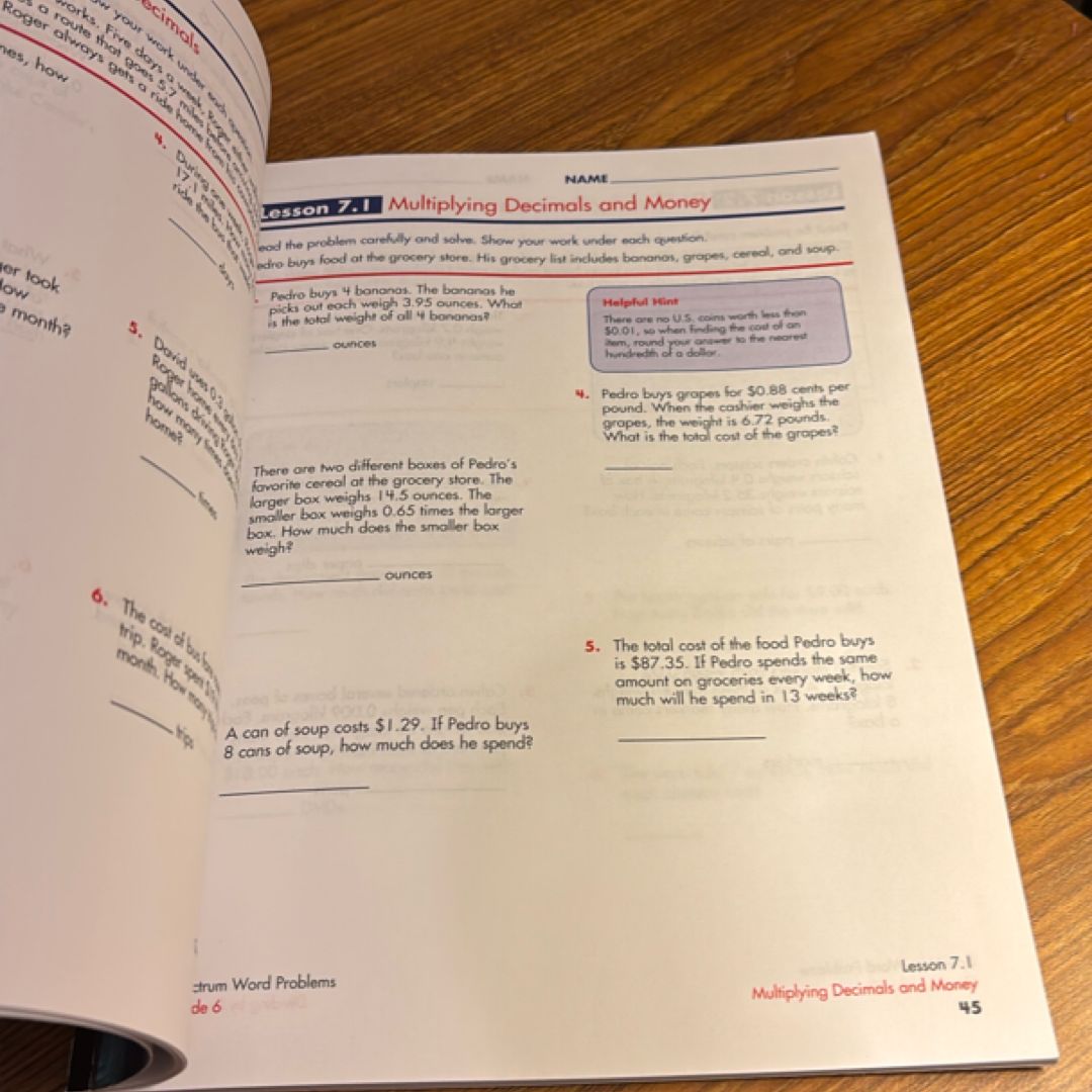 Word Problems, Grade 6 by Spectrum