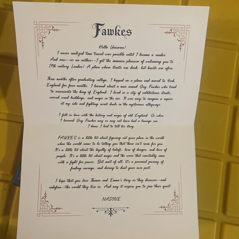 Fawkes (SIGNED BOOKPLATE & LETTER)