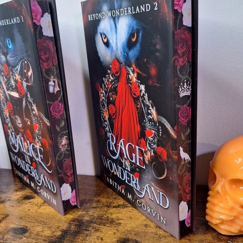 Malice in Wonderland and Rage in Wonderland kickstarter custom sprayed edges editions