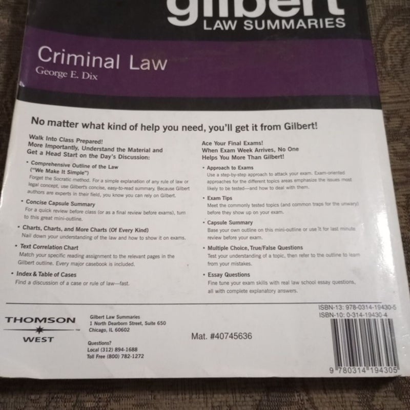 Gilbert Law Summaries on Criminal Law, 18th