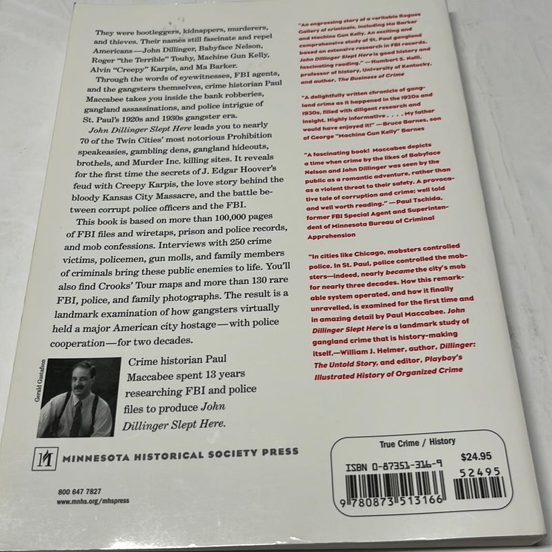 John Dillinger Slept Here by  Paul Maccabee SIGNED Crime Corruption St. Paul MN